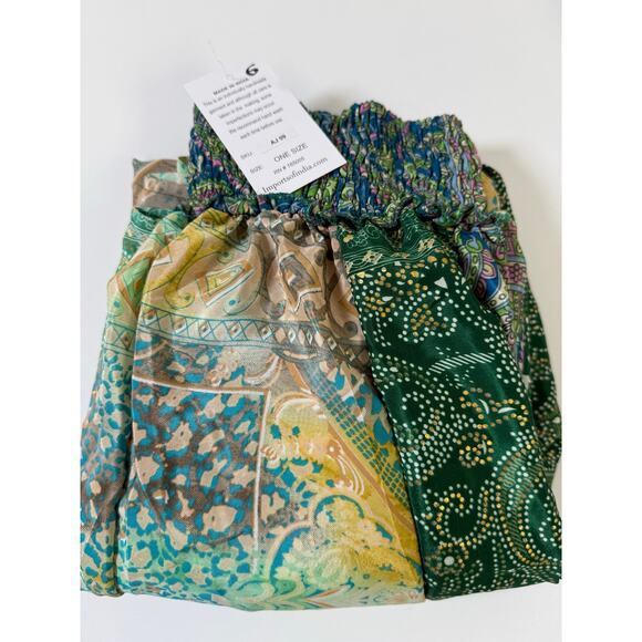 Mixed-print wide-leg trousers- One Size 100% Silk - Picture 5 of 5